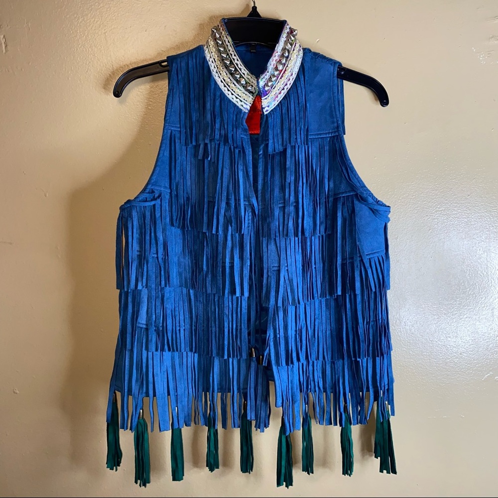 Vintage V Cristina Faux Suede Tassel vest size medium